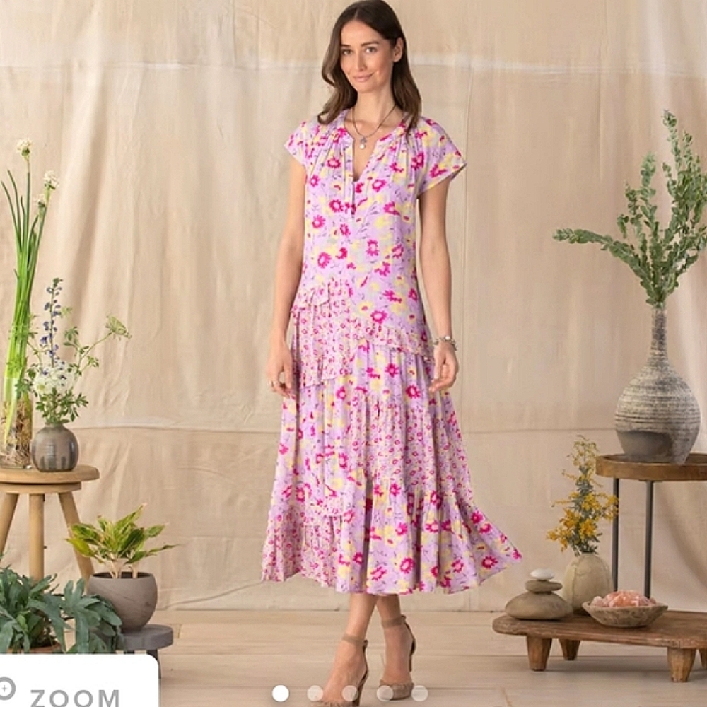 Sundance Boho Floral pink floral maxi dress size L